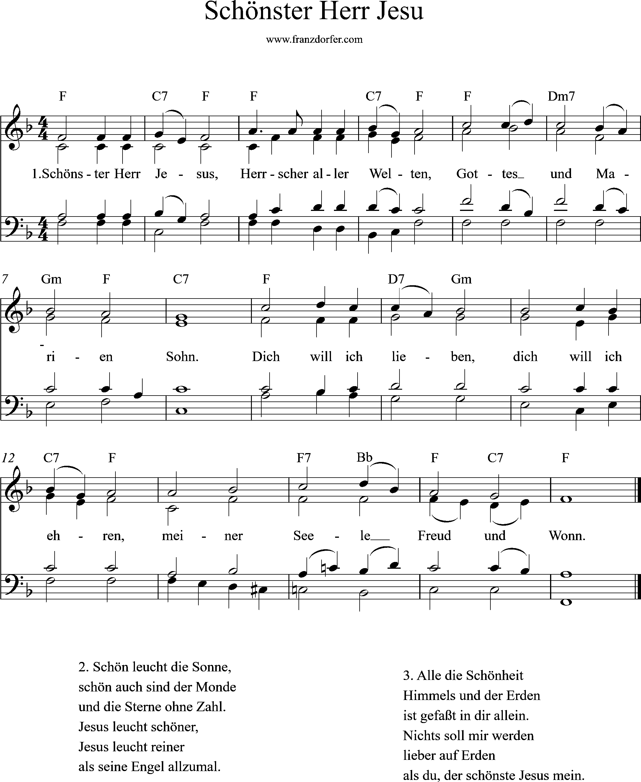 chor-, orfelnoten, Schönster Herr Jesu